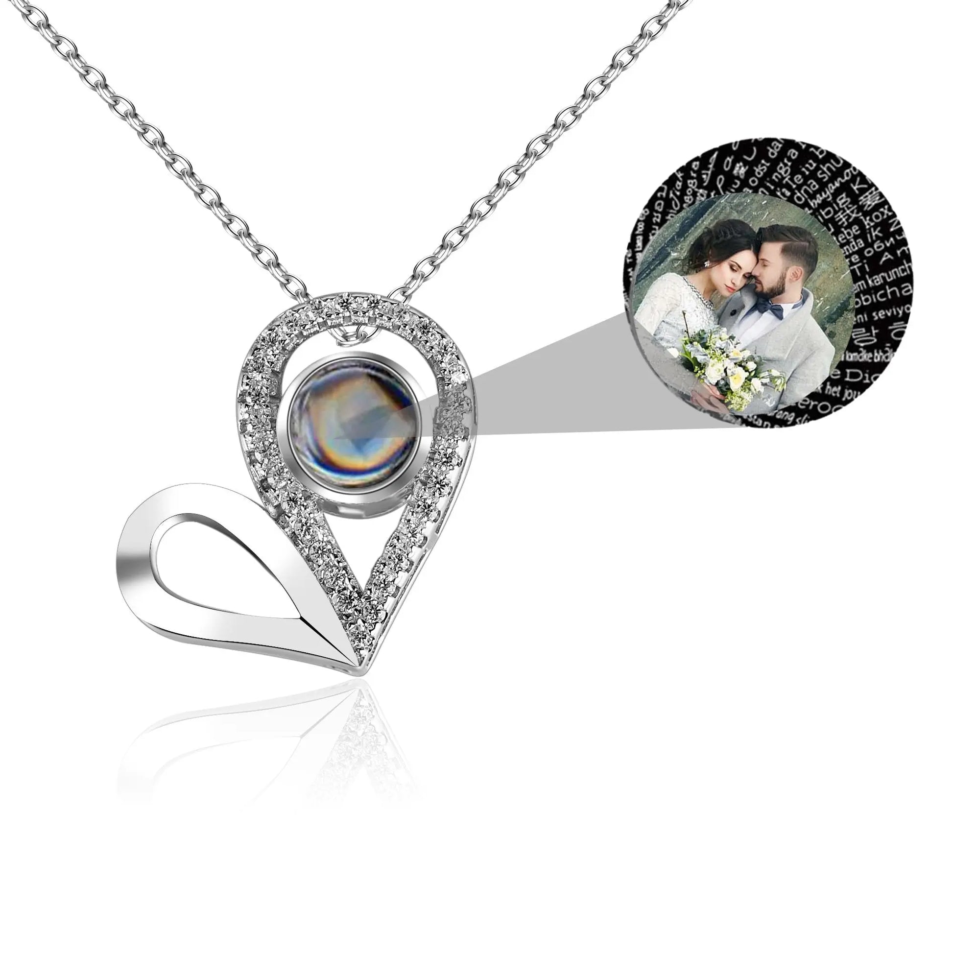 Custom Photo Name Projection Necklace For Love Memory Heart Shaped Necklaces - Blade & Thread