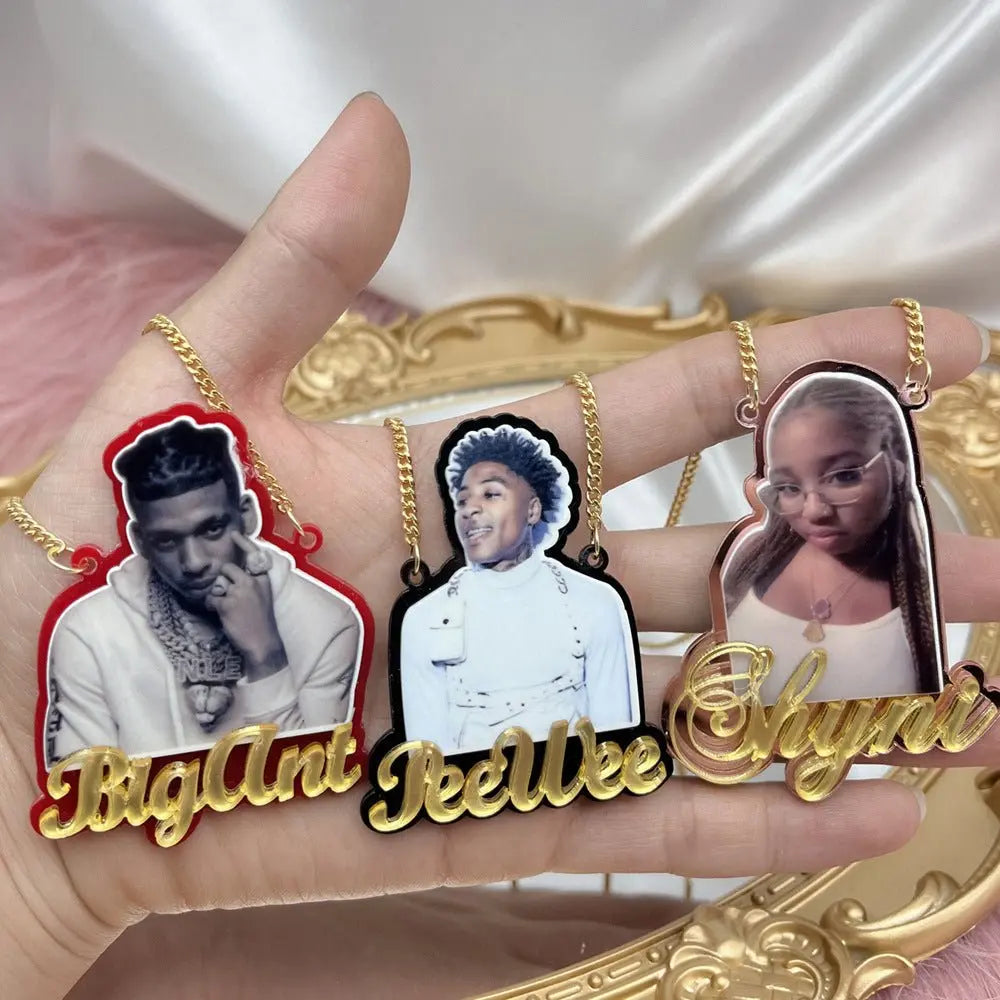 Custom Photo Necklace Custom Picture Nameplate Pendant Necklace for Kids Memory Jewelry - Blade & Thread
