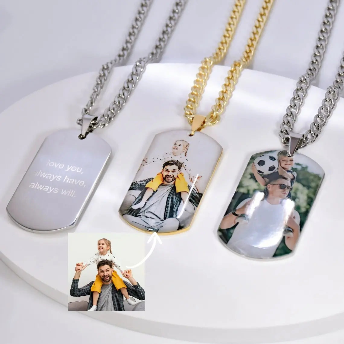Custom Photo Necklace Custom Picture Nameplate Pendant Necklace for Kids Memory Jewelry - Blade & Thread