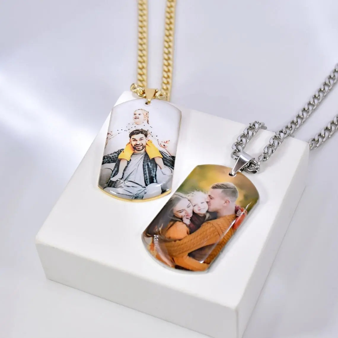 Custom Photo Necklace Engraved Text Picture Pendant Memorial Family Jewelry - Blade & Thread