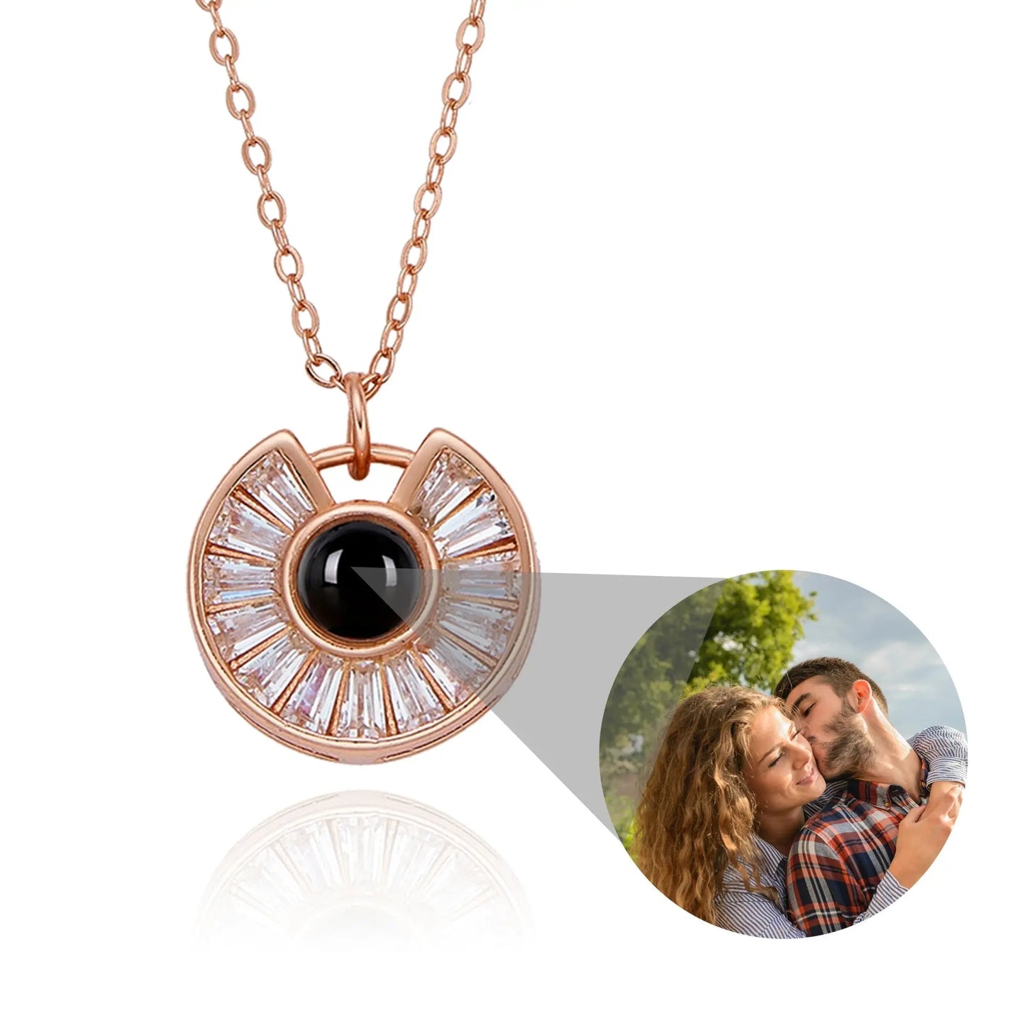 Custom Photo Necklace Flower Necklace Valentine's Day Romantic Gift - Blade & Thread
