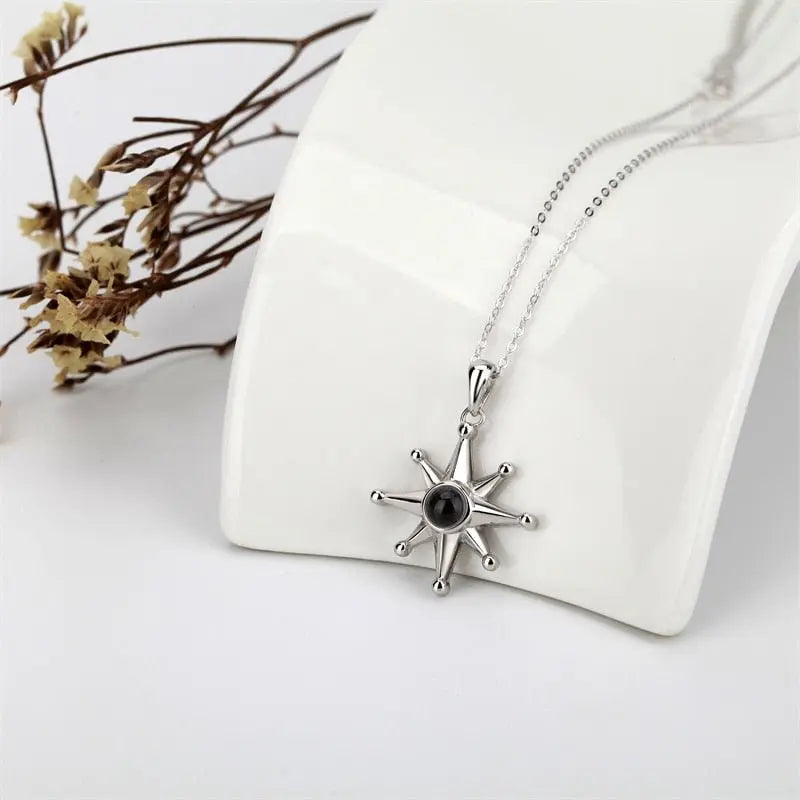Custom Photo Necklace Flower Pendant Personalized Projection Jewelry - Blade & Thread