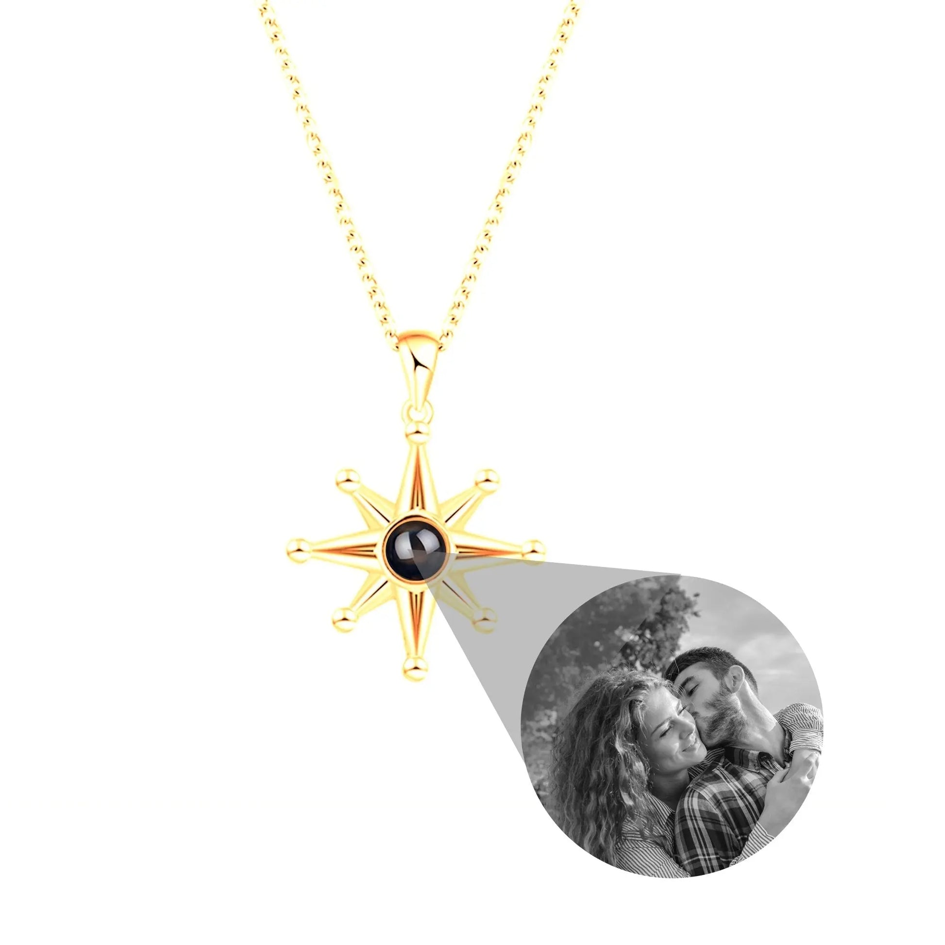 Custom Photo Necklace Flower Pendant Personalized Projection Jewelry - Blade & Thread