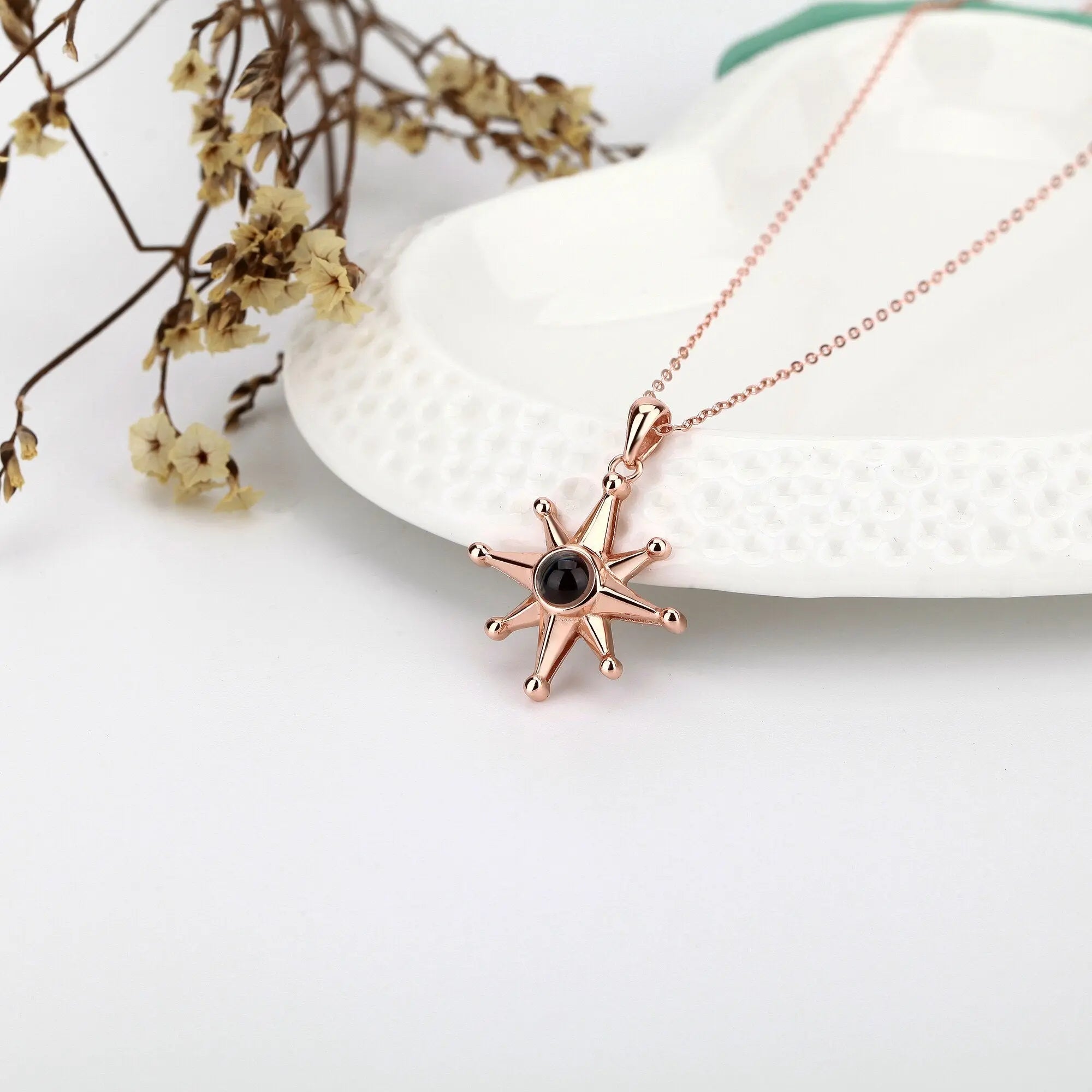 Custom Photo Necklace Flower Pendant Personalized Projection Jewelry nowadaysfashion