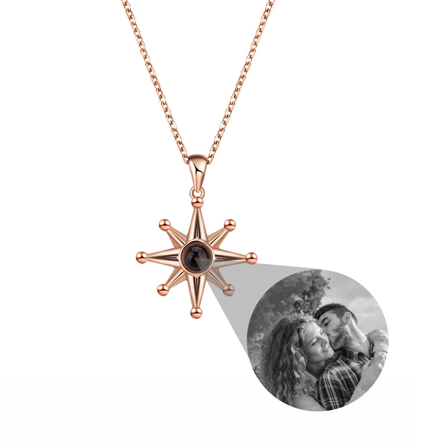 Custom Photo Necklace Flower Pendant Personalized Projection Jewelry - Blade & Thread