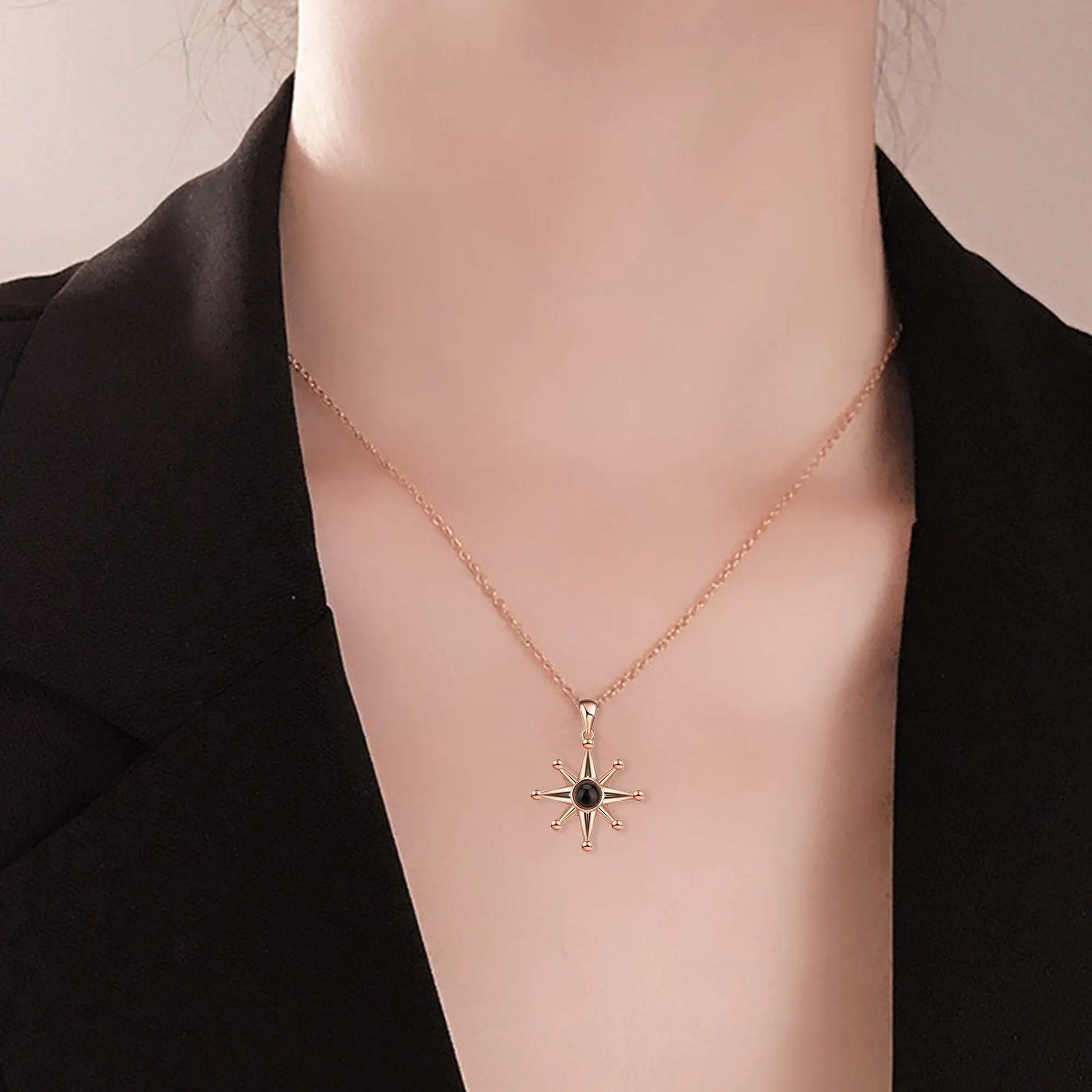 Custom Photo Necklace Flower Pendant Personalized Projection Jewelry - Blade & Thread