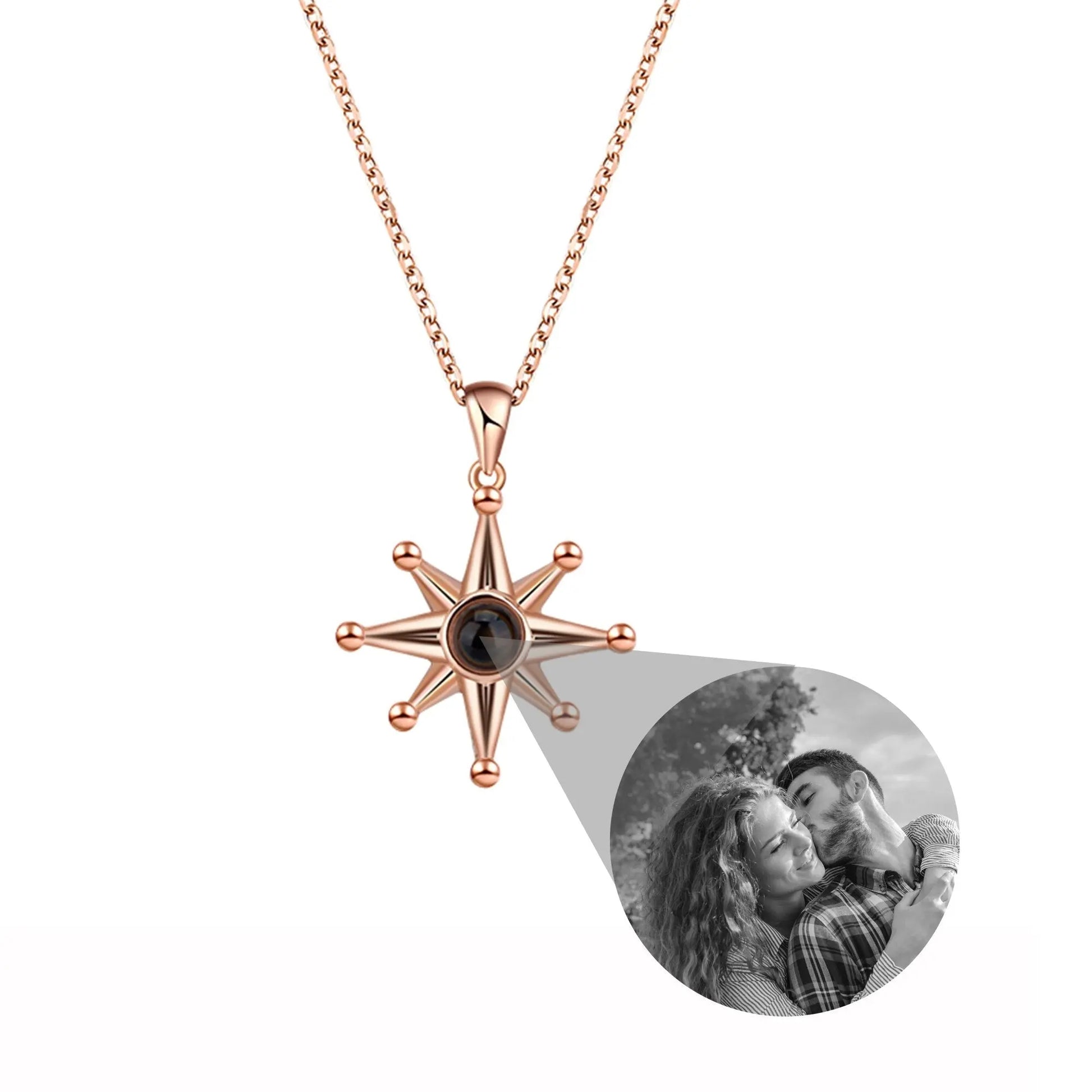Custom Photo Necklace Flower Pendant Personalized Projection Jewelry - Blade & Thread