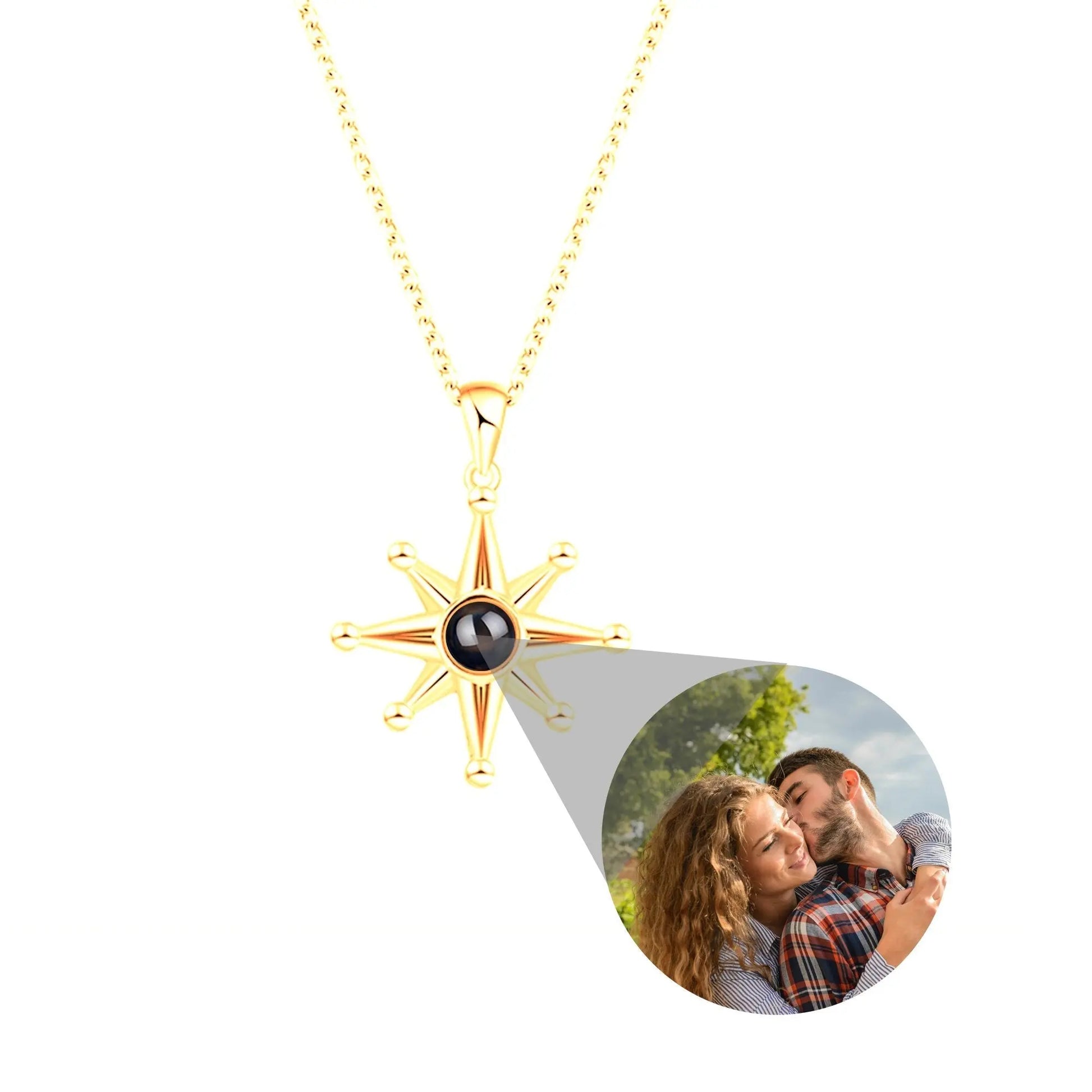 Custom Photo Necklace Flower Pendant Personalized Projection Jewelry - Blade & Thread