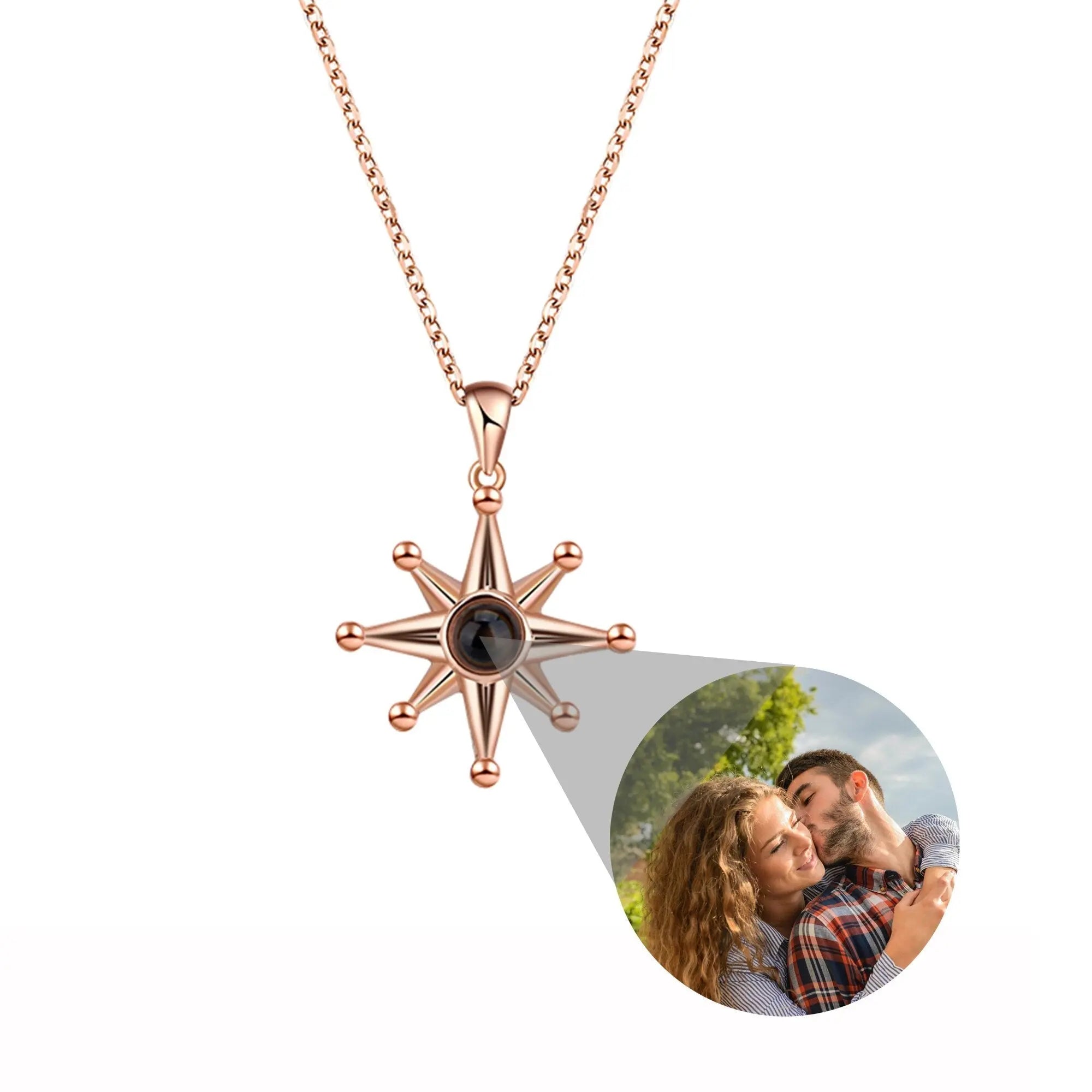 Custom Photo Necklace Flower Pendant Personalized Projection Jewelry nowadaysfashion