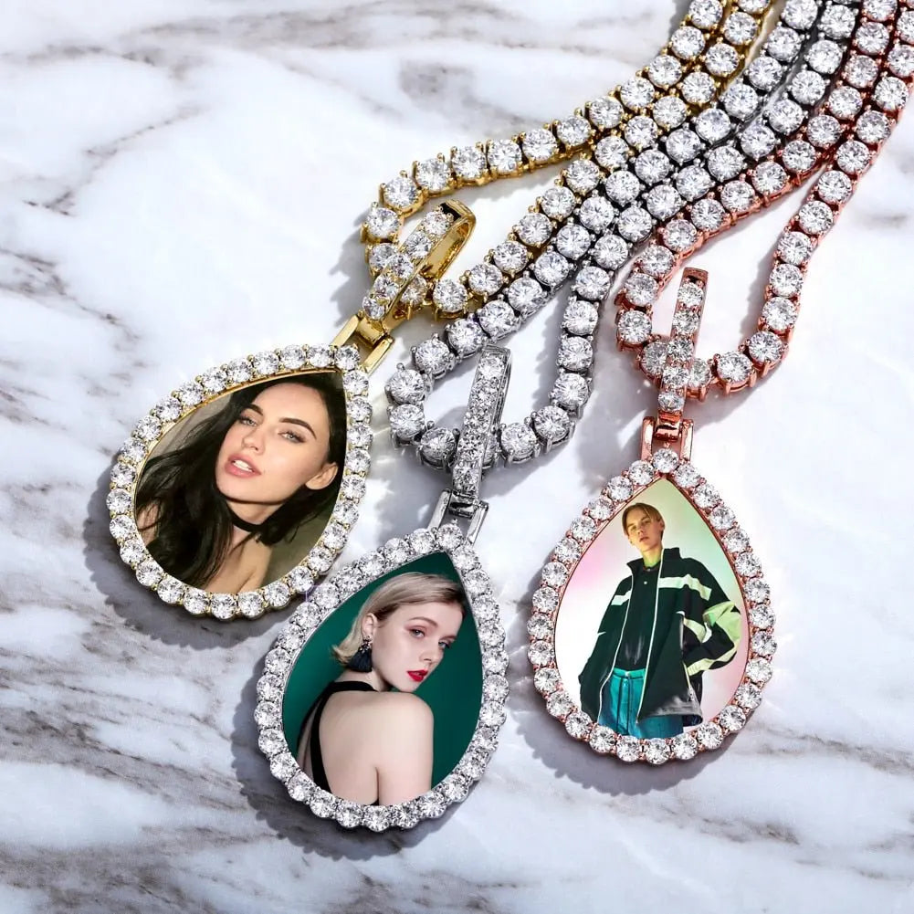 Custom Photo Pendant  Drop-shaped Medal Pendant Necklace  Hip Hop Jewelry nowadaysfashion