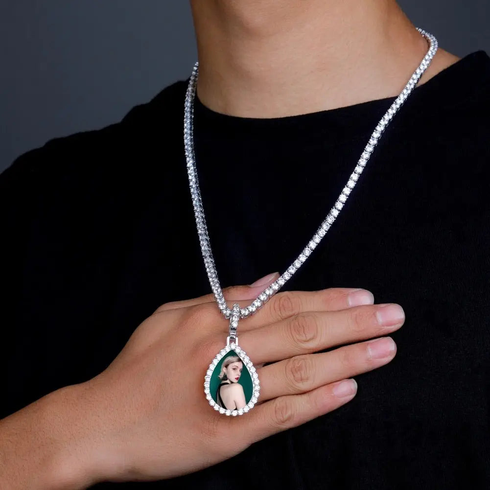 Custom Photo Pendant Drop-shaped Medal Pendant Necklace Hip Hop Jewelry - Blade & Thread