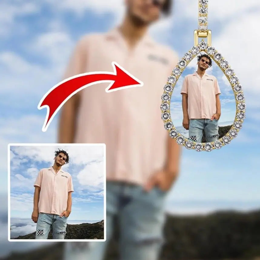 Custom Photo Pendant Drop-shaped Medal Pendant Necklace Hip Hop Jewelry - Blade & Thread
