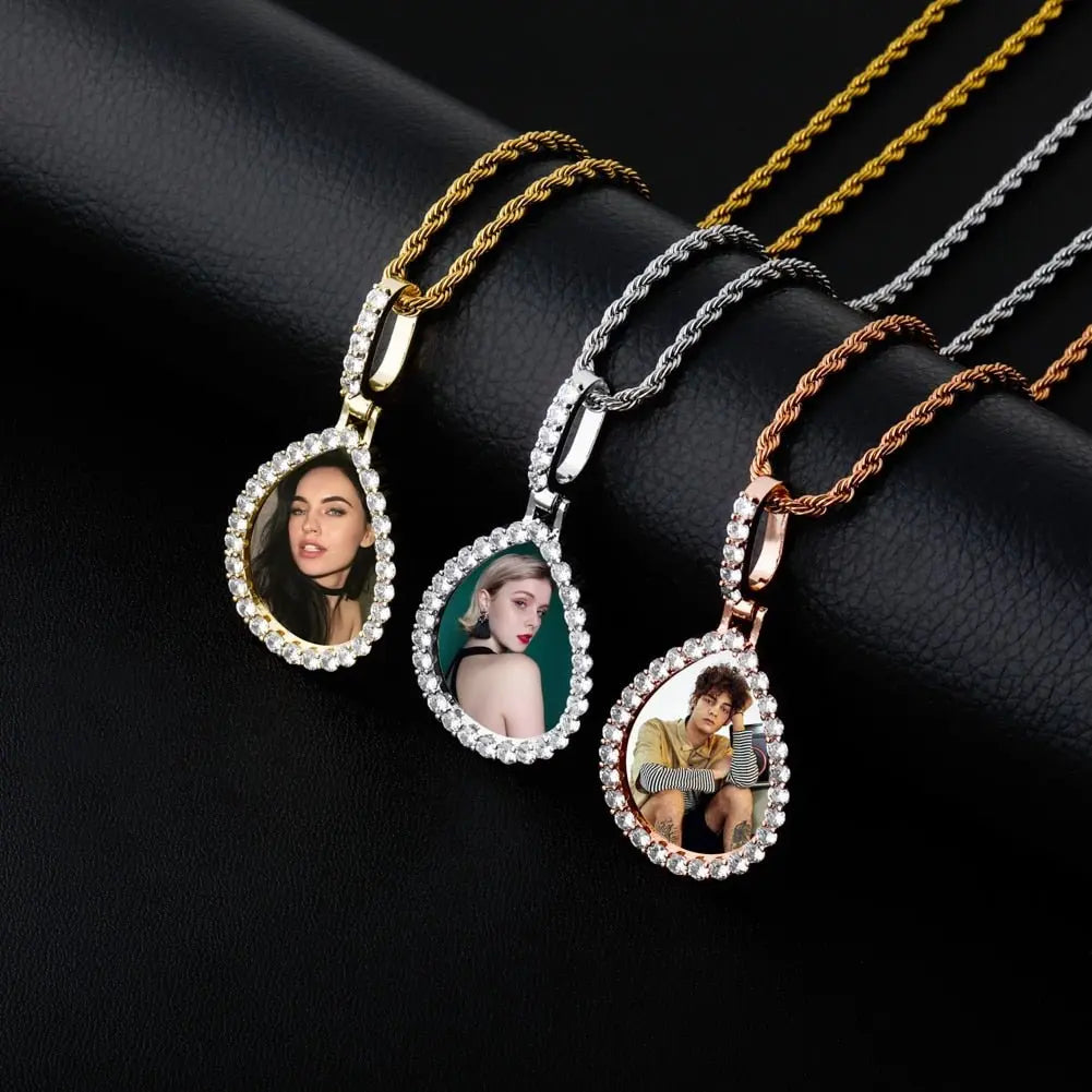 Custom Photo Pendant  Drop-shaped Medal Pendant Necklace  Hip Hop Jewelry nowadaysfashion