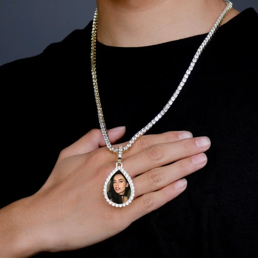 Custom Photo Pendant Drop-shaped Medal Pendant Necklace Hip Hop Jewelry - Blade & Thread