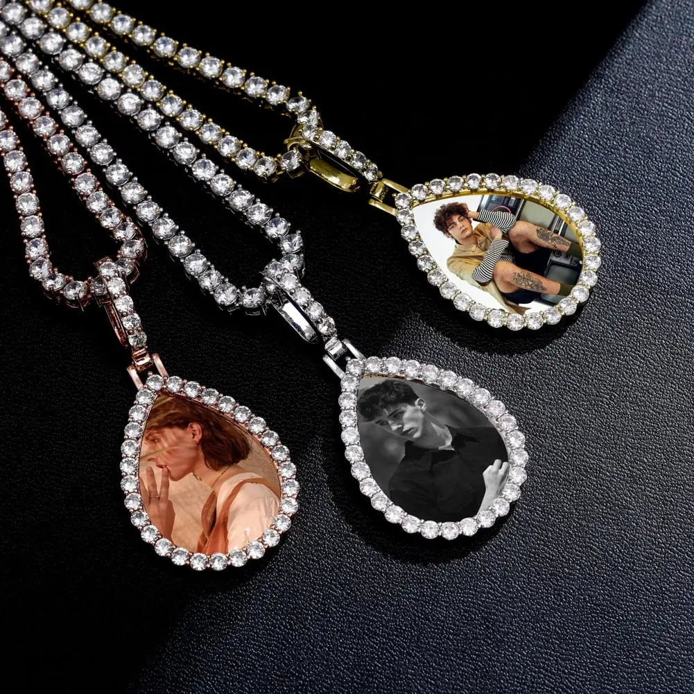 Custom Photo Pendant  Drop-shaped Medal Pendant Necklace  Hip Hop Jewelry nowadaysfashion