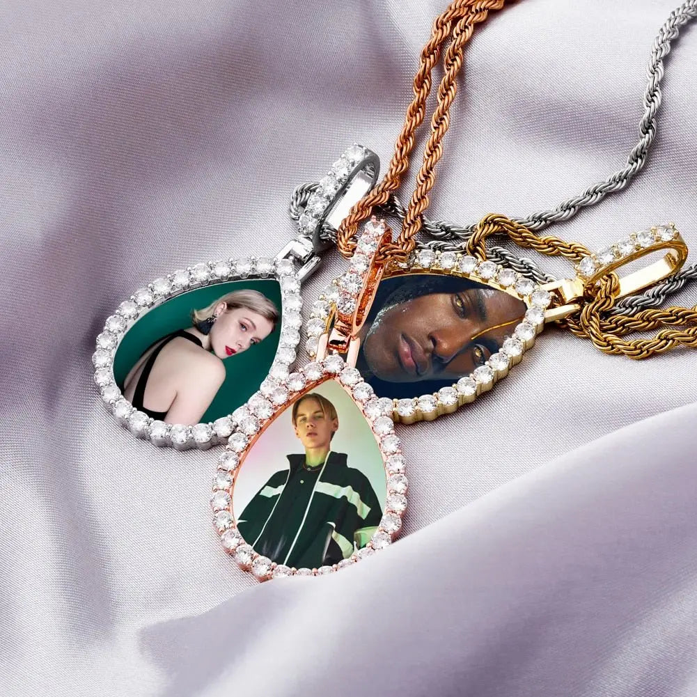 Custom Photo Pendant  Drop-shaped Medal Pendant Necklace  Hip Hop Jewelry nowadaysfashion
