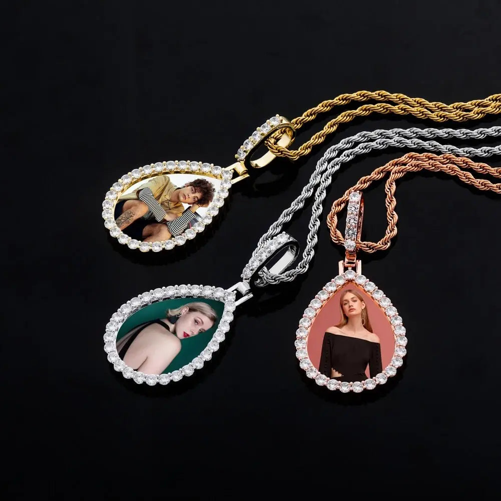 Custom Photo Pendant Drop-shaped Medal Pendant Necklace Hip Hop Jewelry - Blade & Thread