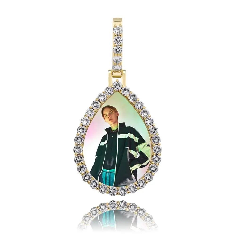 Custom Photo Pendant Drop-shaped Medal Pendant Necklace Hip Hop Jewelry - Blade & Thread
