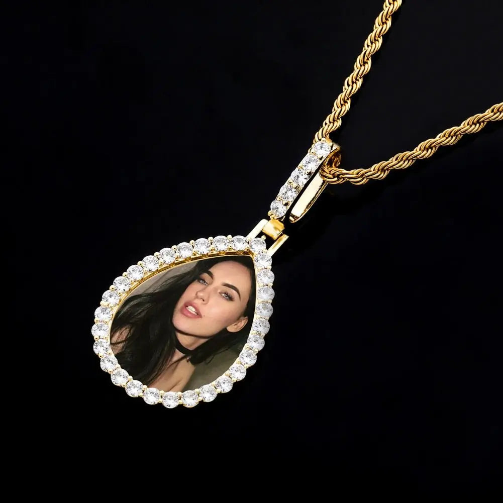 Custom Photo Pendant  Drop-shaped Medal Pendant Necklace  Hip Hop Jewelry nowadaysfashion
