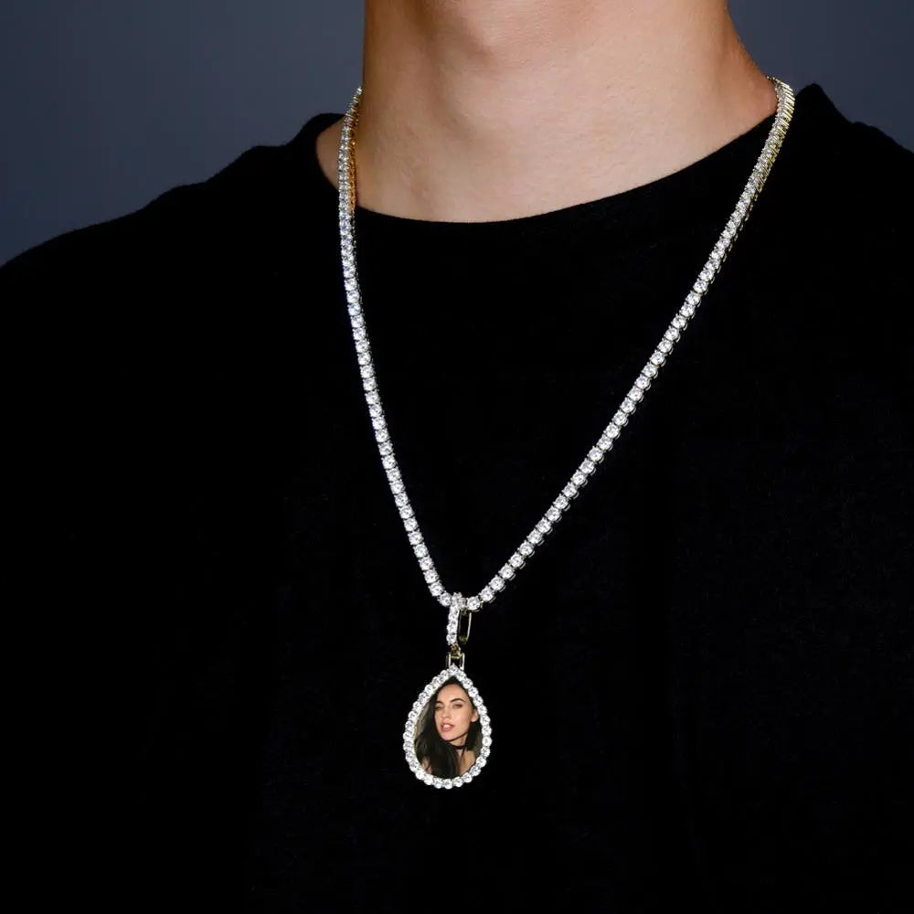 Custom Photo Pendant Drop-shaped Medal Pendant Necklace Hip Hop Jewelry - Blade & Thread