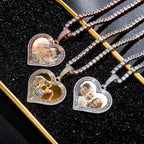 Custom Photo Pendant Heart-shaped Medal Necklace Iced Cubic Zirconia Pendant Hip Hop Jewelry nowadaysfashion