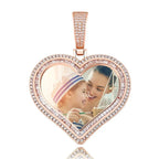 Custom Photo Pendant Heart-shaped Medal Necklace Iced Cubic Zirconia Pendant Hip Hop Jewelry nowadaysfashion
