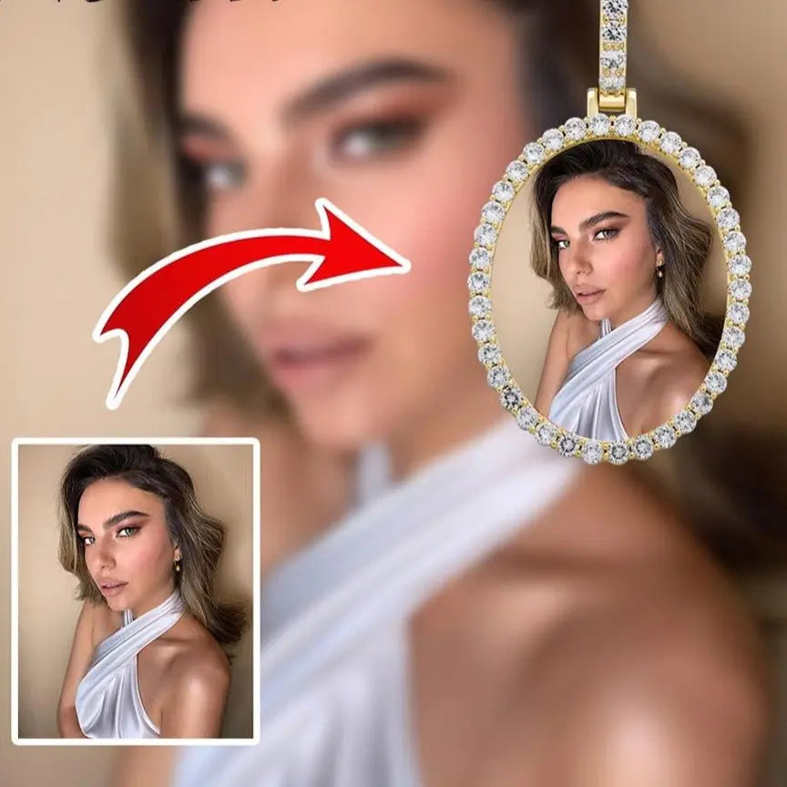 Custom Photo Pendant Oval Medal Pendant Ice Zircon Pendant Necklace Fashion Hip Hop Jewelry - Blade & Thread