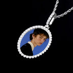 Custom Photo Pendant Oval Medal Pendant Ice Zircon Pendant Necklace Fashion Hip Hop Jewelry nowadaysfashion