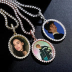Custom Photo Pendant Oval Medal Pendant Ice Zircon Pendant Necklace Fashion Hip Hop Jewelry nowadaysfashion