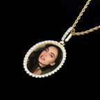 Custom Photo Pendant Oval Medal Pendant Ice Zircon Pendant Necklace Fashion Hip Hop Jewelry nowadaysfashion