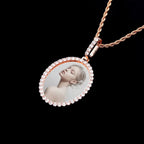 Custom Photo Pendant Oval Medal Pendant Ice Zircon Pendant Necklace Fashion Hip Hop Jewelry nowadaysfashion