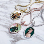 Custom Photo Pendant Oval Medal Pendant Ice Zircon Pendant Necklace Fashion Hip Hop Jewelry nowadaysfashion