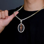 Custom Photo Pendant Oval Medal Pendant Ice Zircon Pendant Necklace Fashion Hip Hop Jewelry nowadaysfashion