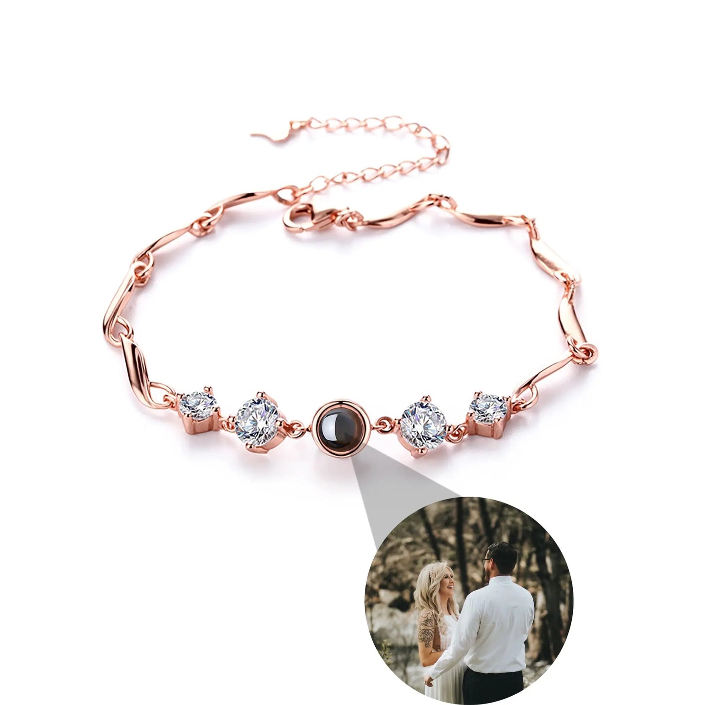 Custom photo Projection Bracelet Jewelry with Silver/Rose Gold Color - Blade & Thread