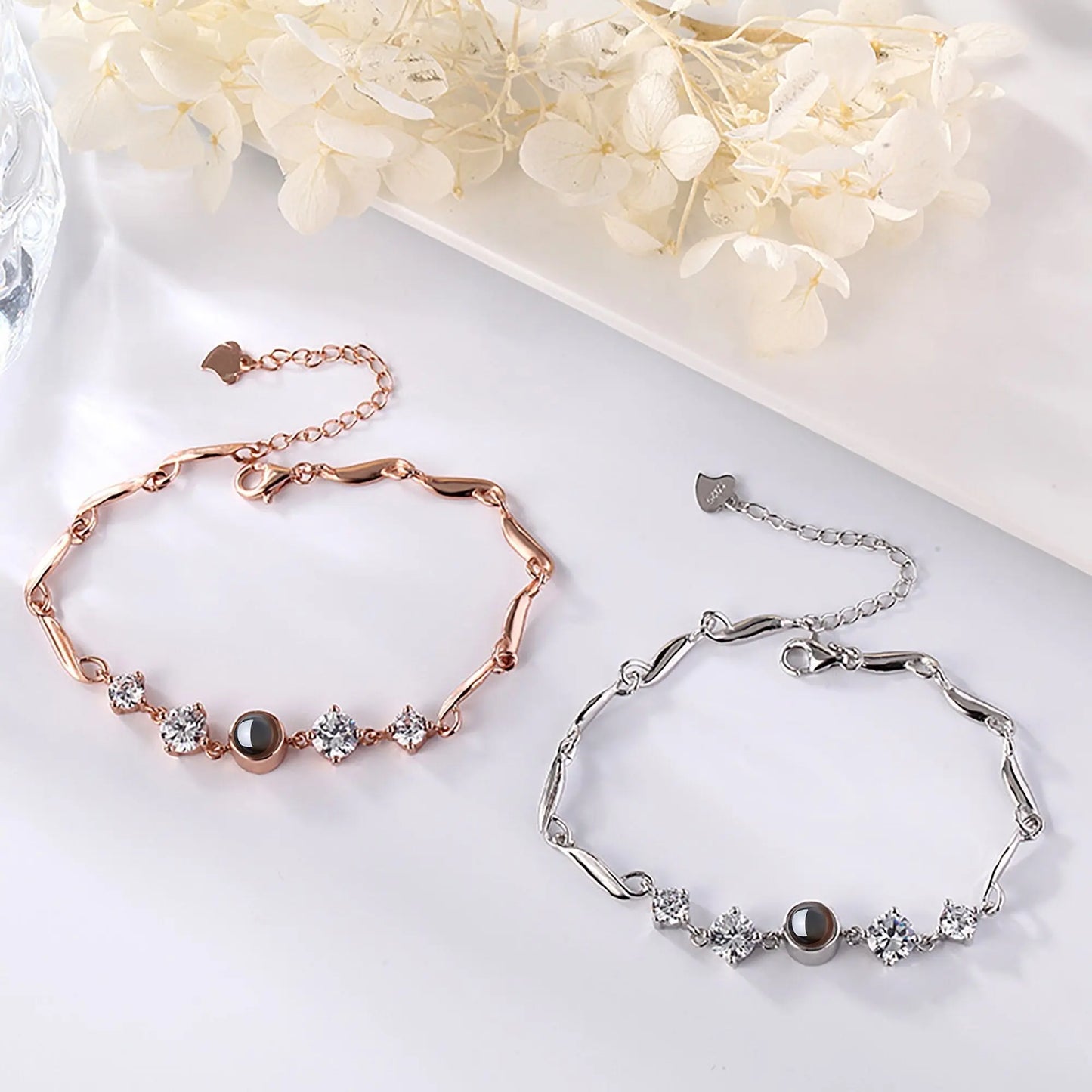 Custom photo Projection Bracelet Jewelry with Silver/Rose Gold Color - Blade & Thread