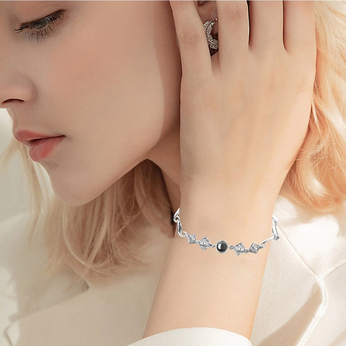 Custom photo Projection Bracelet Jewelry with Silver/Rose Gold Color - Blade & Thread