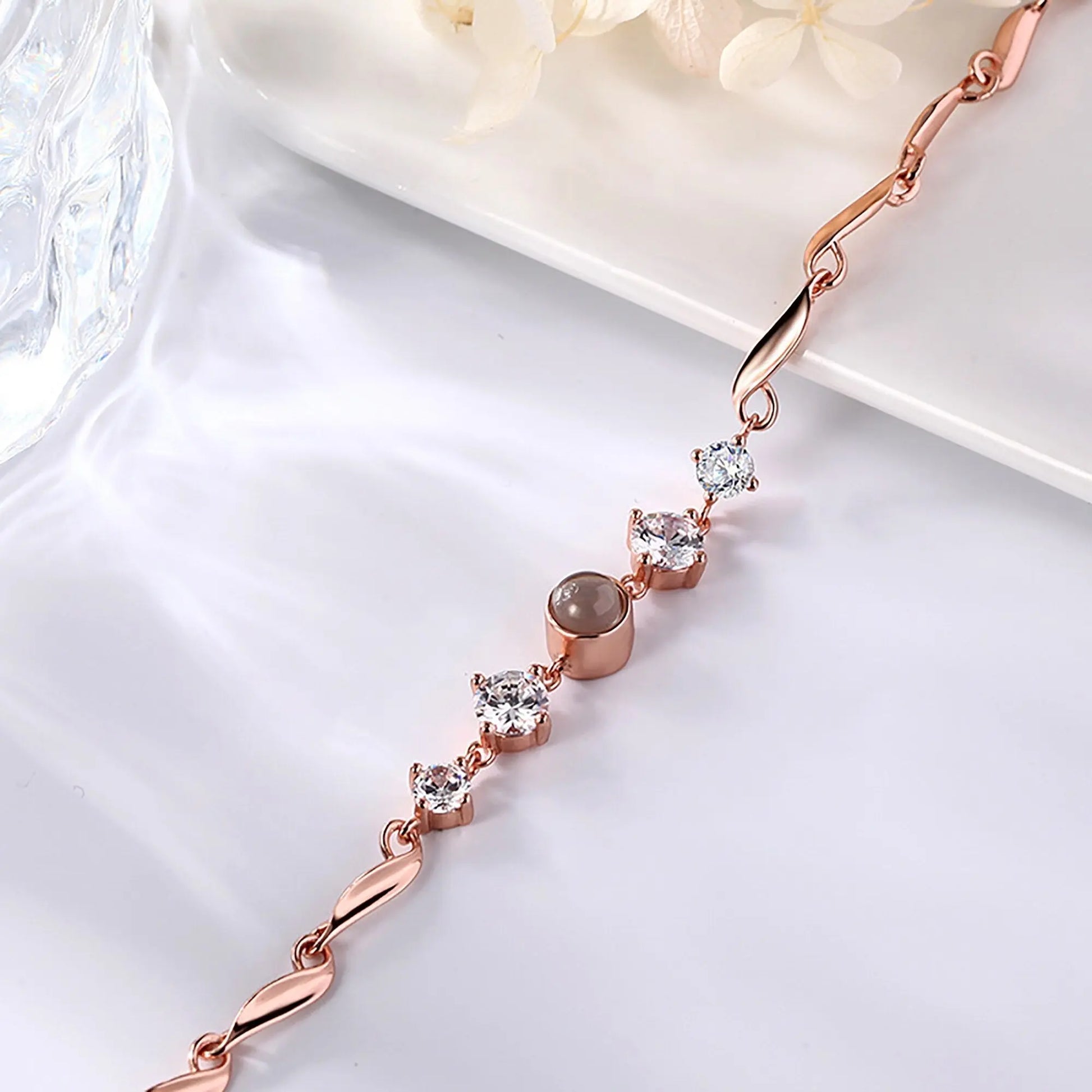 Custom photo Projection Bracelet Jewelry with Silver/Rose Gold Color - Blade & Thread