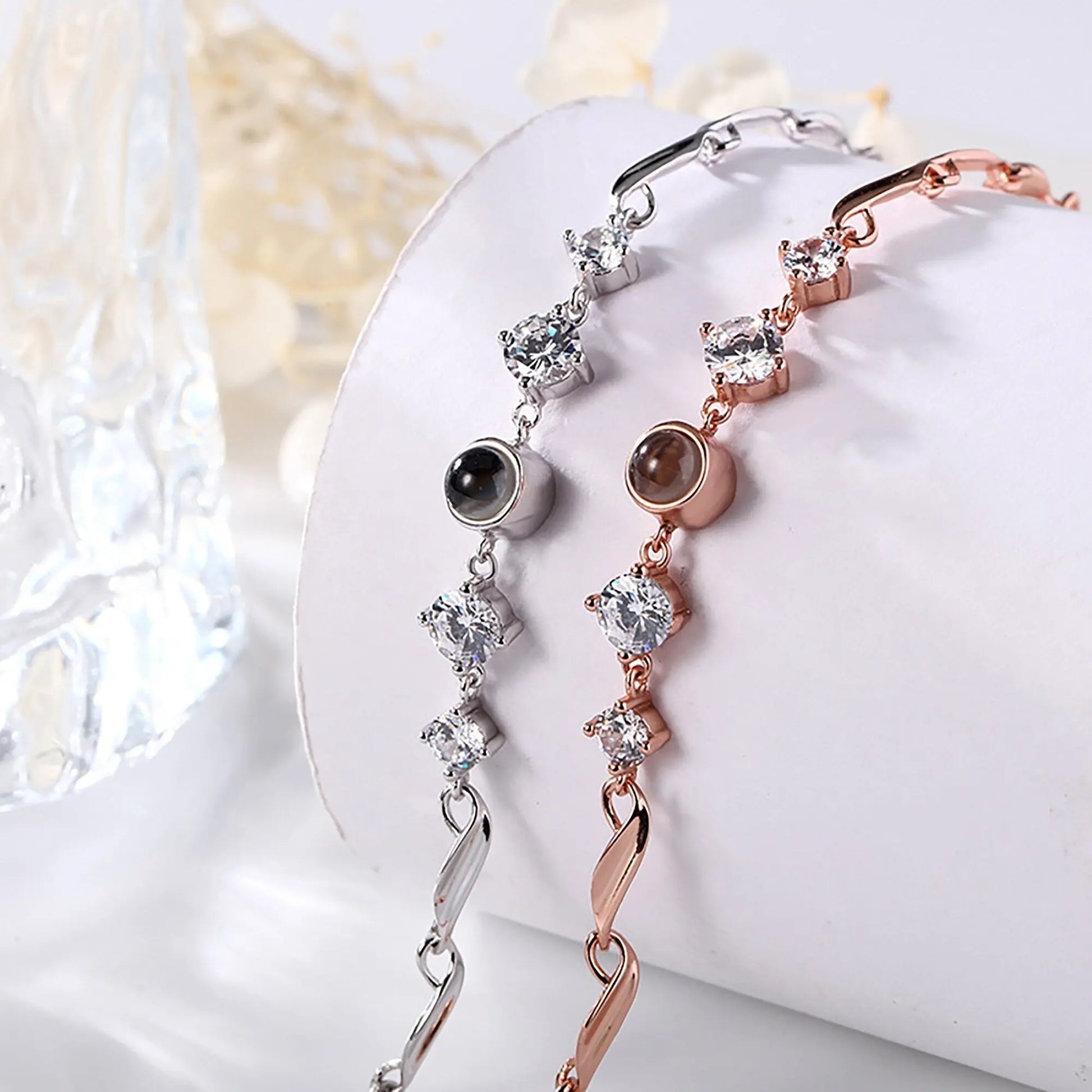 Custom photo Projection Bracelet Jewelry with Silver/Rose Gold Color - Blade & Thread