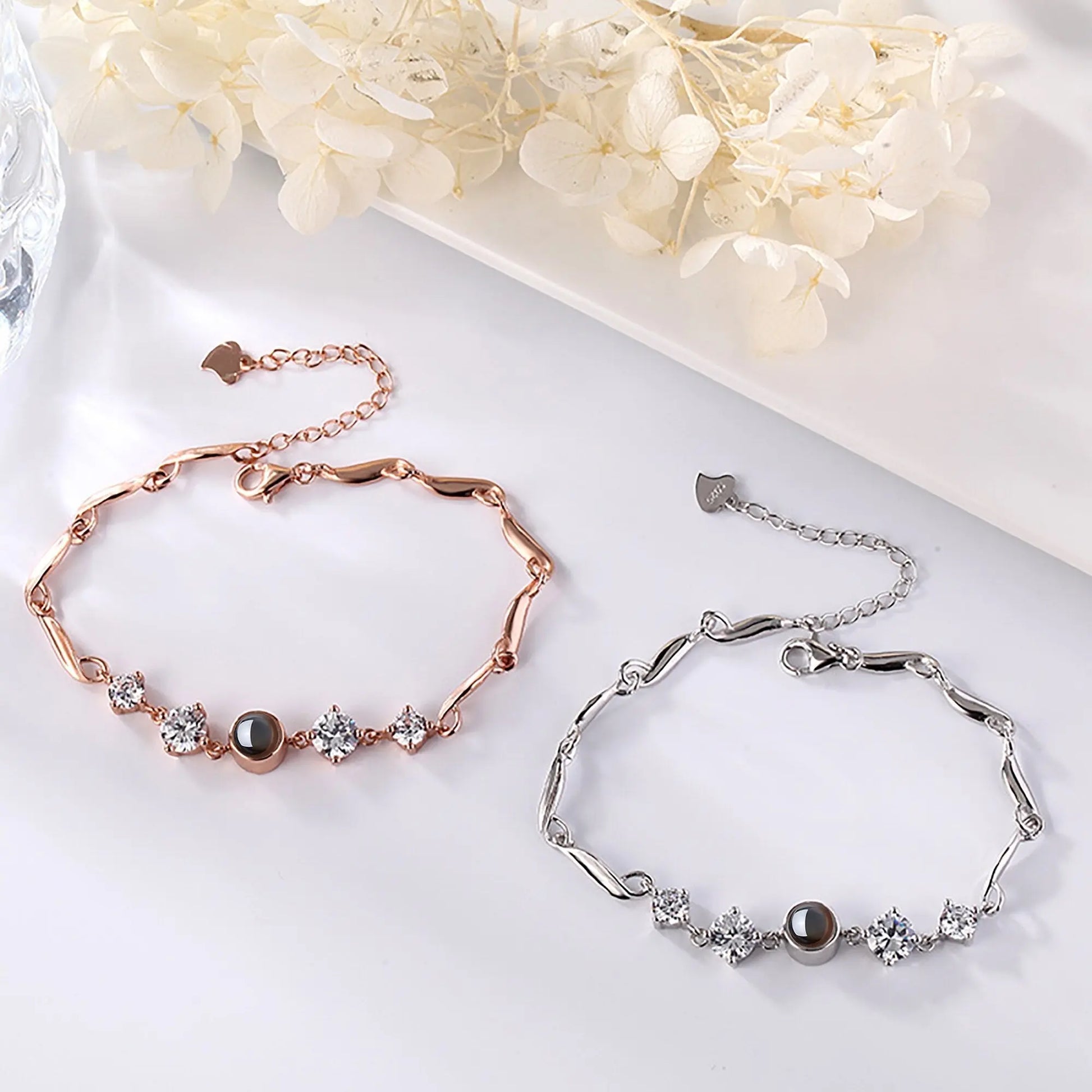 Custom photo Projection Bracelet Jewelry with Silver/Rose Gold Color - Blade & Thread