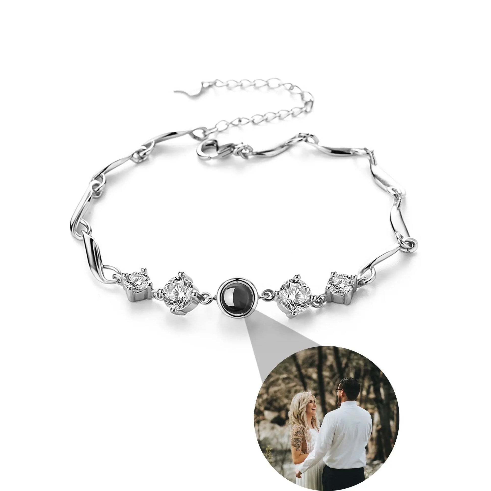 Custom photo Projection Bracelet Jewelry with Silver/Rose Gold Color - Blade & Thread