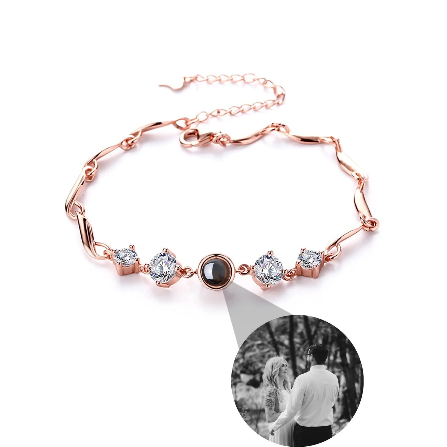 Custom photo Projection Bracelet Jewelry with Silver/Rose Gold Color - Blade & Thread