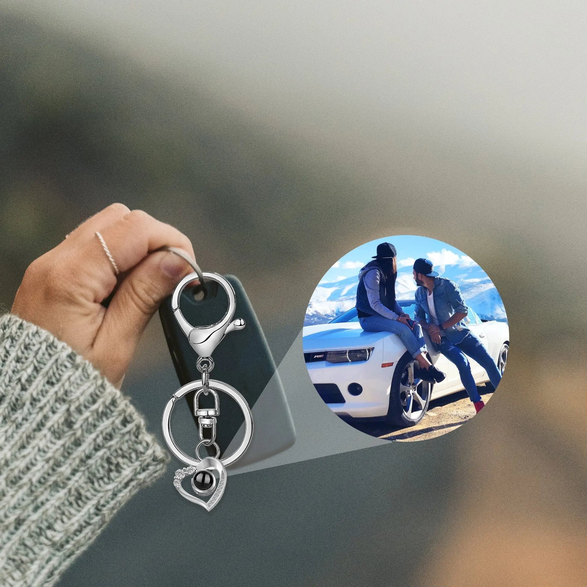 Custom Photo Projection Keychain Simple Style love Projection Keychain - Blade & Thread