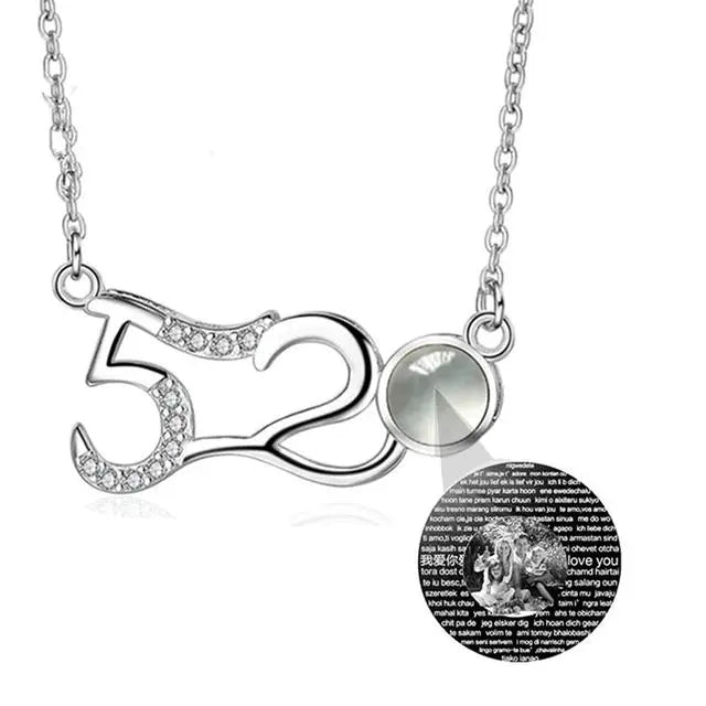 Custom Photo Projection Pendant Personalized Charm 520 Shape Crystal Necklace - Blade & Thread