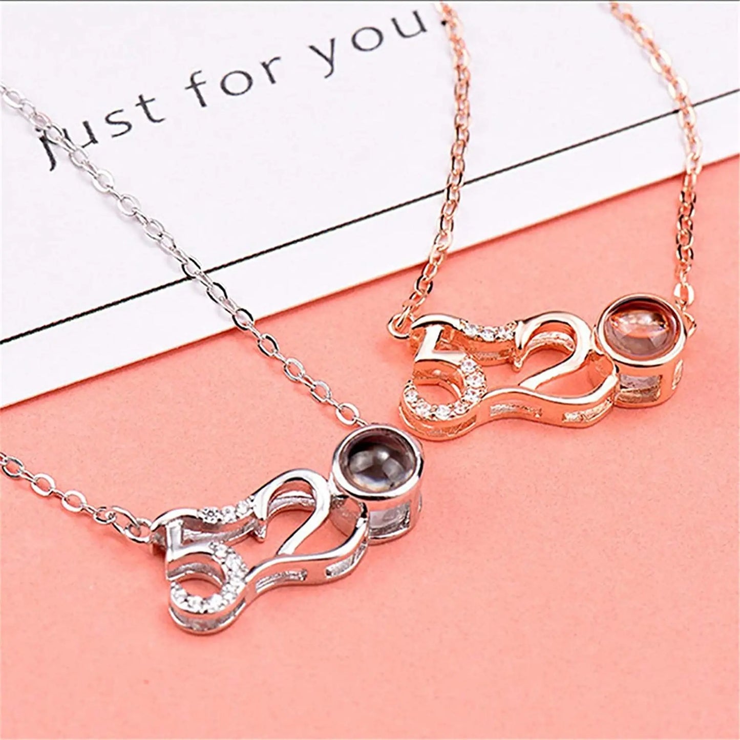 Custom Photo Projection Pendant Personalized Charm 520 Shape Crystal Necklace - Blade & Thread