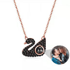 Custom Photo Projection Swan Pendant Necklace nowadaysfashion