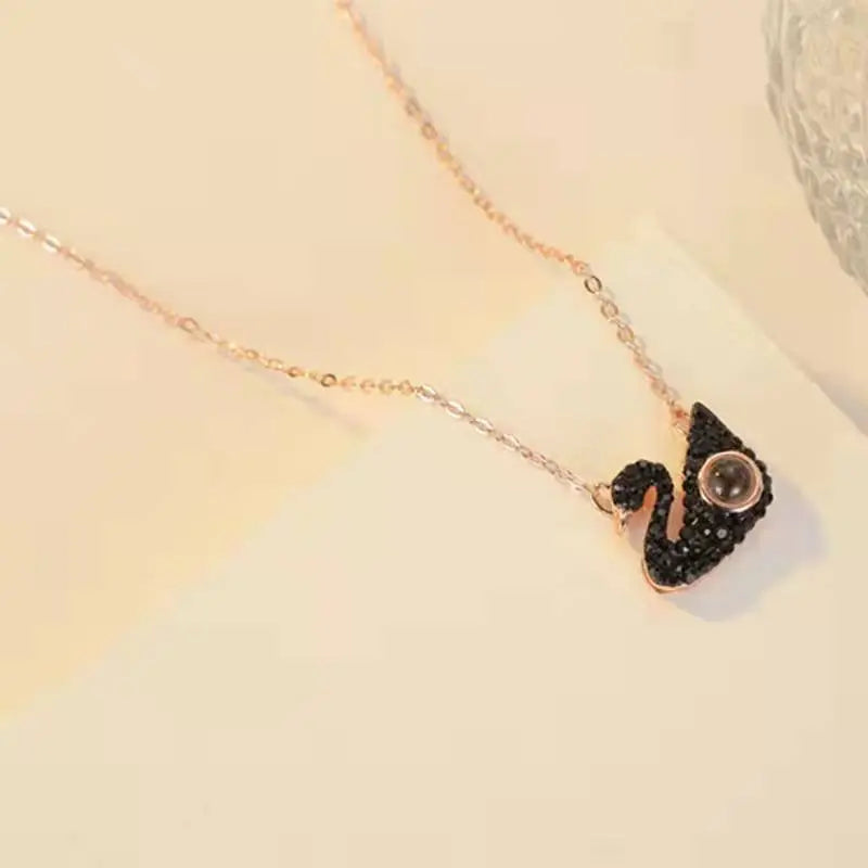 Custom Photo Projection Swan Pendant Necklace - Blade & Thread