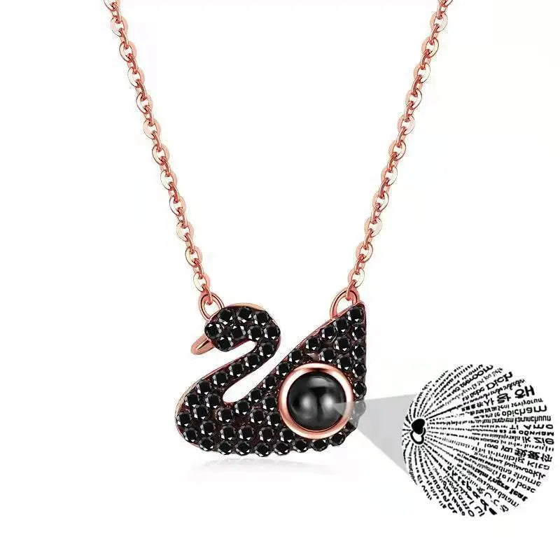 Custom Photo Projection Swan Pendant Necklace - Blade & Thread