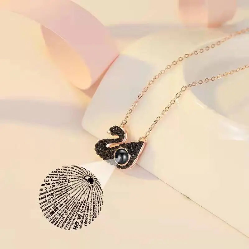 Custom Photo Projection Swan Pendant Necklace nowadaysfashion