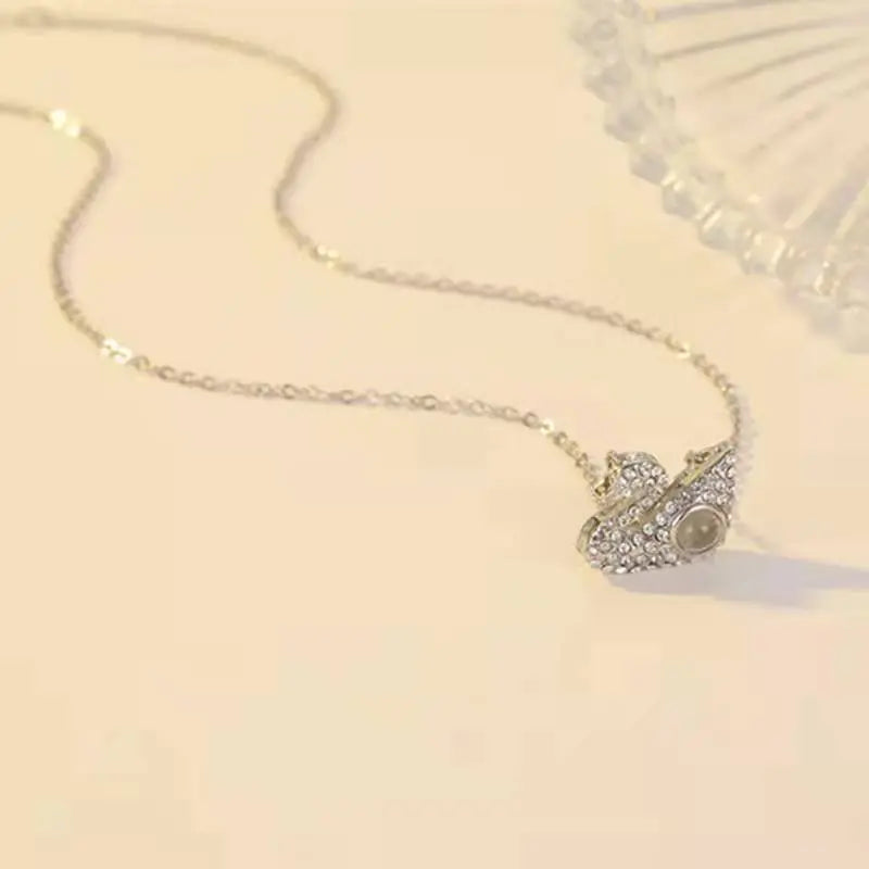 Custom Photo Projection Swan Pendant Necklace - Blade & Thread