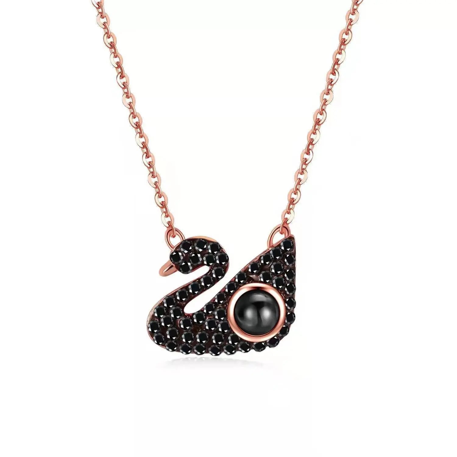 Custom Photo Projection Swan Pendant Necklace nowadaysfashion